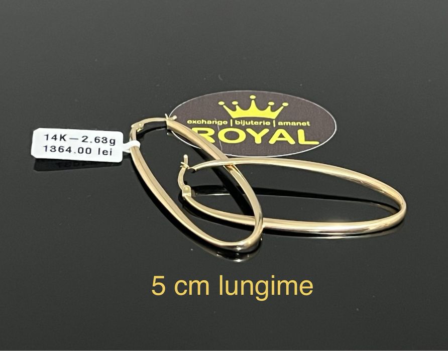 Bijuteria Royal CB : Cercei ovali aur 14K 585  2,63 grame
