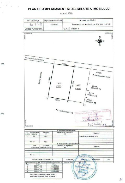 Teren de vanzare - Sector 4. str Anghel Moldoveanu
