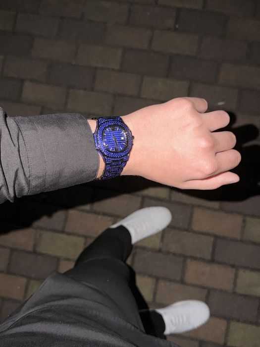 Ceas cu diamante / iced out / ceas cu cristale / safire albastre patek