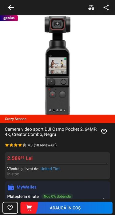Camera Osmo Pocket 2 ,varianta Creator Combo