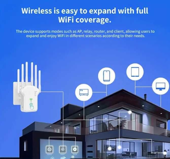 WiFi uselitil 2.4G & 5G. 6 antennali WiFi signal kuchaytirgich