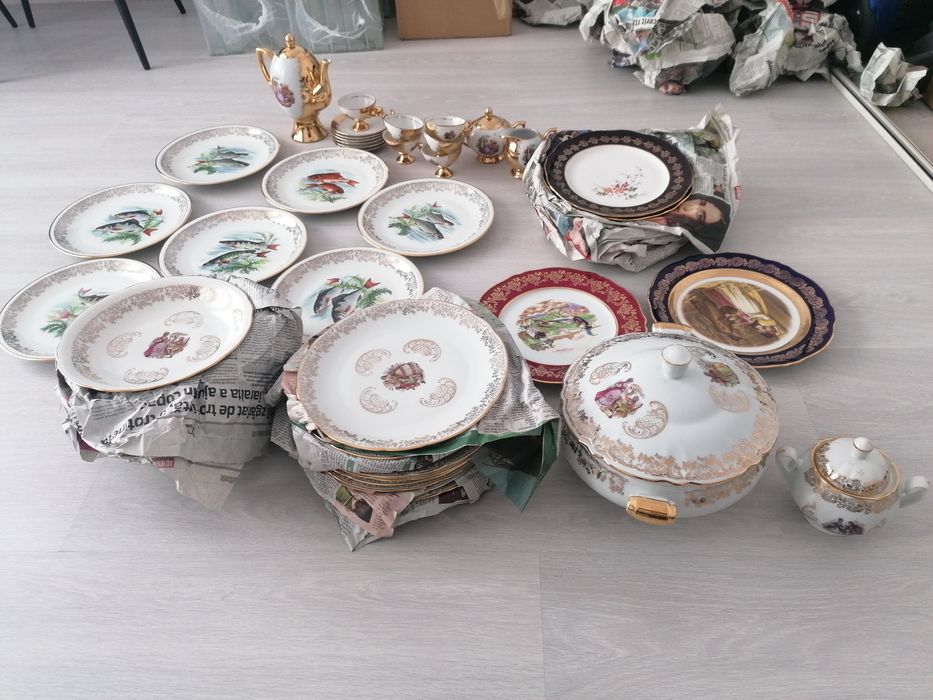 Farfurii portelan limonges, bavaria l'amandinoise foite aur