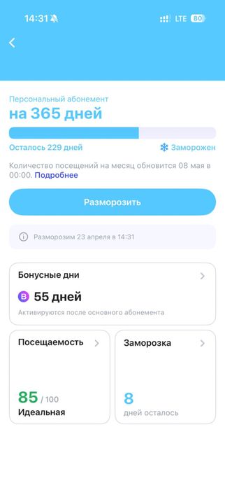 Продам абонимент 1fit