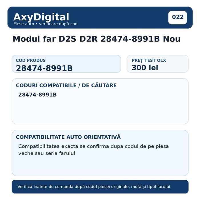 Modul far D2S D2R 28474-8991B Nou