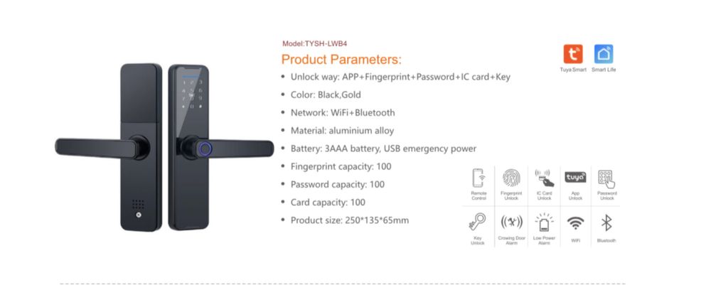 электронный умный замок Tuya smart Wi Fi+ TTLock smart lock