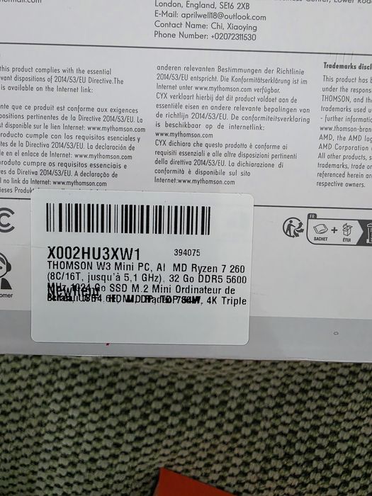 Mini PC THOMSON W3, Ryzen 7 260, 32GB, 1TB, radeon 780M