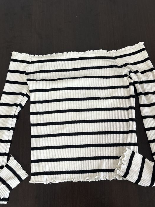 Bluza pe umeri alb negru, Primark