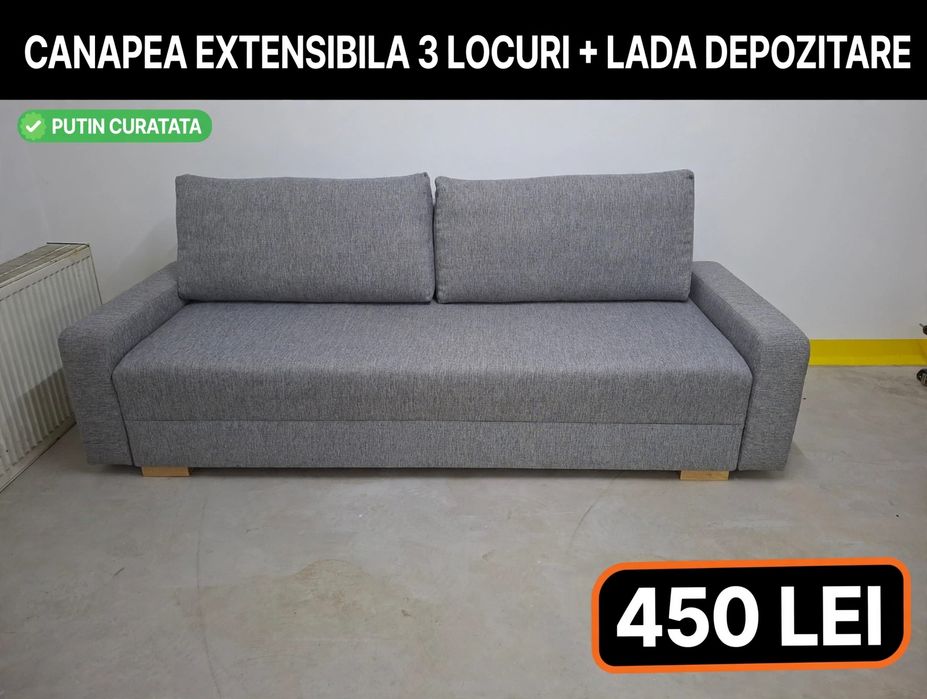 Canapea extensibila cu ladă stare bună 450lei