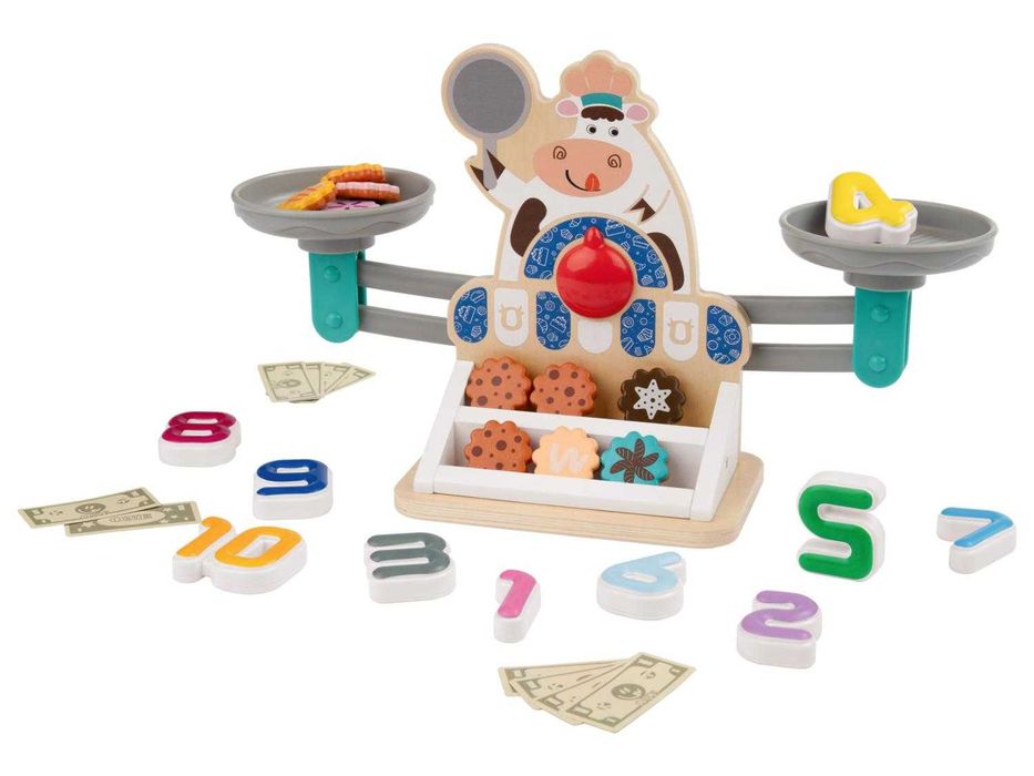 Детски дървен Касов Апарат със Скенер Кантар Везна с аксесоари 2 вида