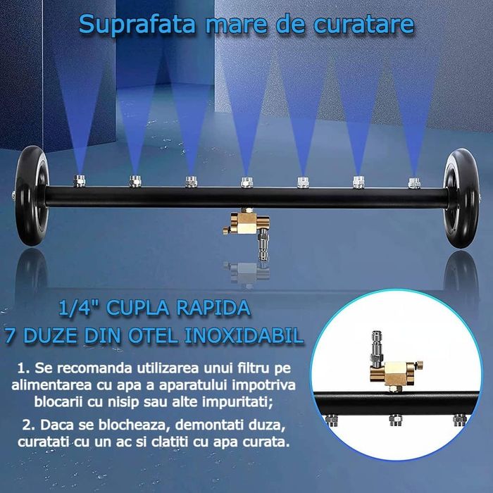Dispozitiv spalare sub autovehicule cu 7 duze cu functie dubla
