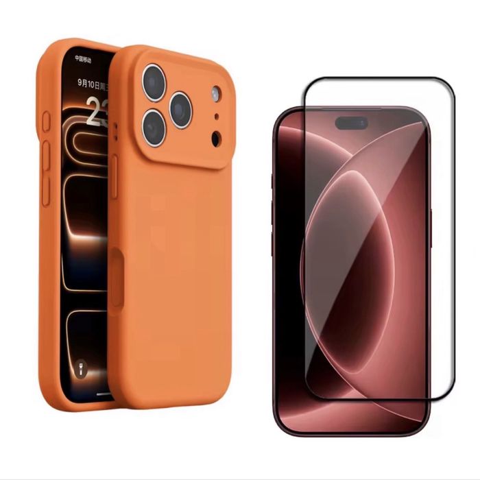 Husa Soft Catifea si Folie Sticla Iphone  17 PRO MAX 17 PRO 17 18 PRO 18 PRO MAX