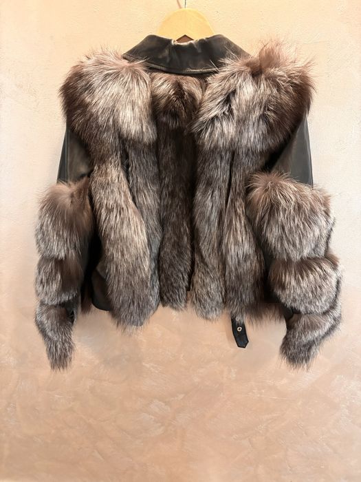 geaca piele naturala si blana vulpe 36/S