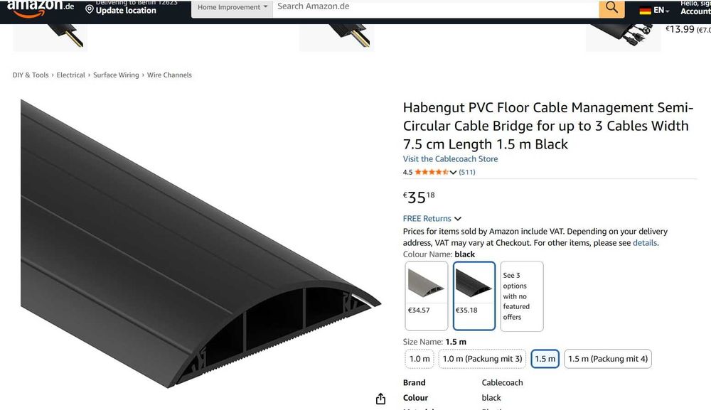 Plinta semicirculara Habengut PVC pentru gestionarea cablurilor