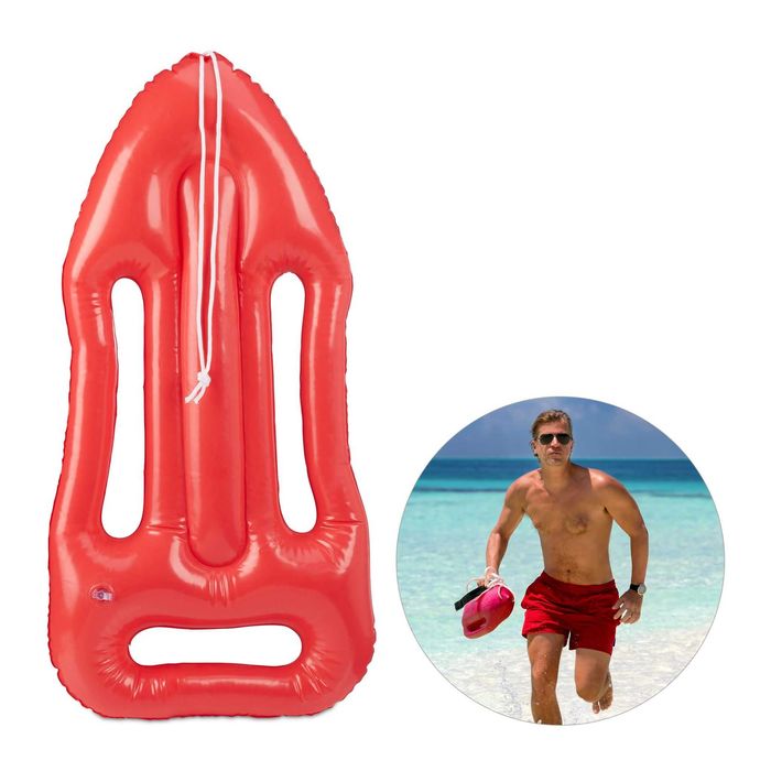 Colac de salvare gonflabil rosu cu snur pentru umar 30 x 64 cm