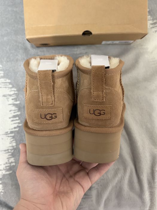ghete cizme Ugg Clasic Mini Dipper platform ultra mini bej crem maro marime 37 38 39 40 blana