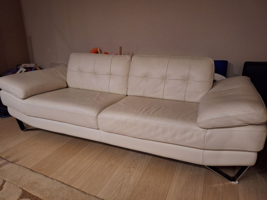 Set canapele piele alb bej