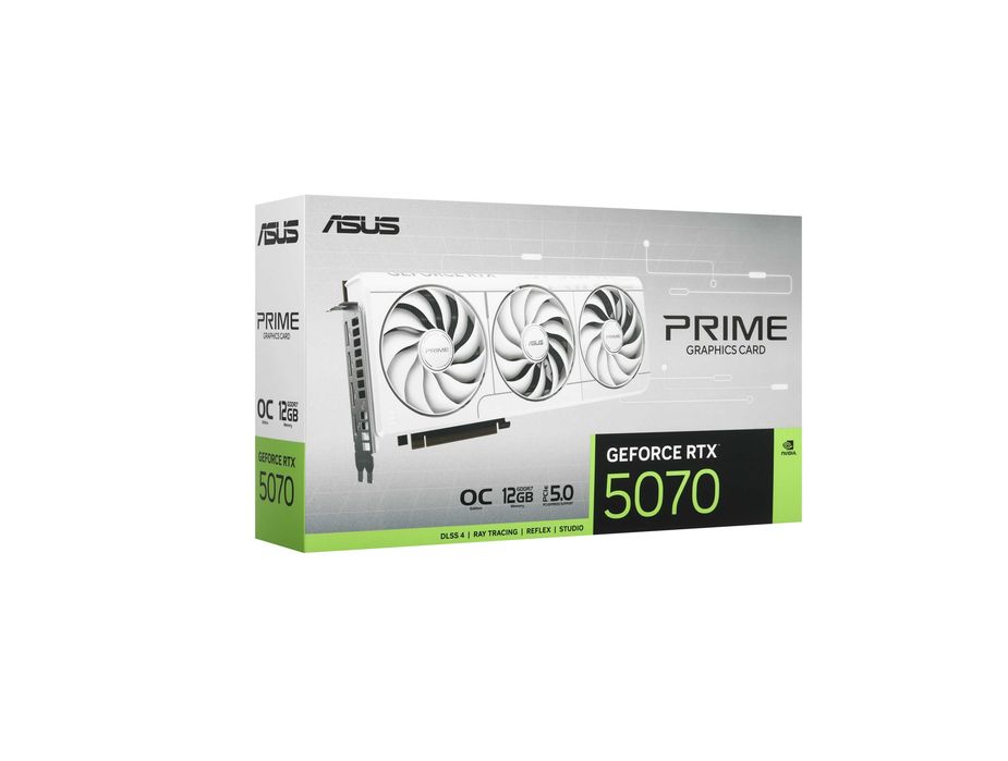 - Видеокарта ASUS Prime GeForce RTX 5070 White OC 12GB GDDR7