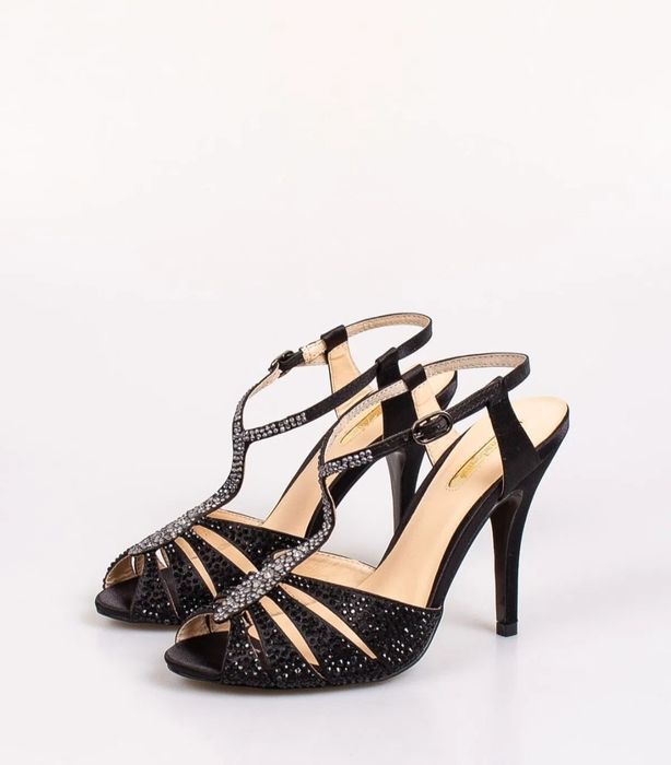 Sandale de ocazie cu aplicatii, marime 39, toc 10 cm