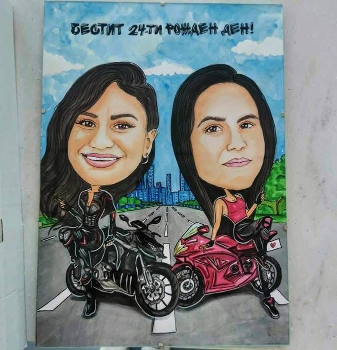 Карикатура по снимка - ръчно рисувана