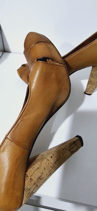 Pantofi piele naturala cu platforma toc de 12