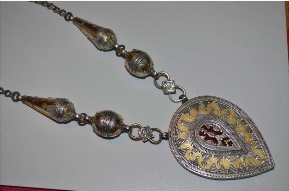 COLIER ARGINT 800 - PANDANTIV + LANT - Tribal Ethnic Afghan - Vintage!