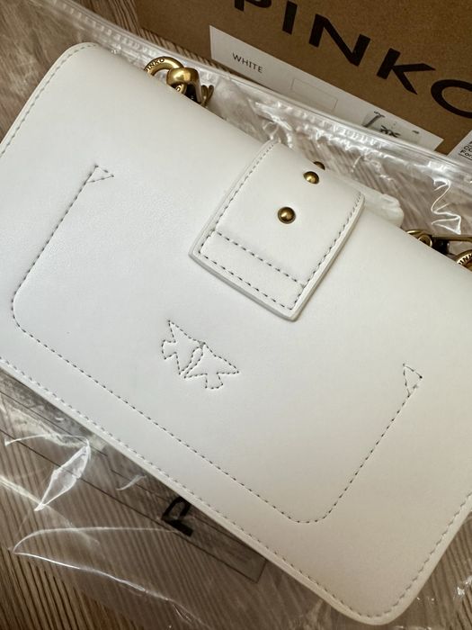 Оригинална чанта Pinko в бял цвят модел MINI LOVE BAG ICON