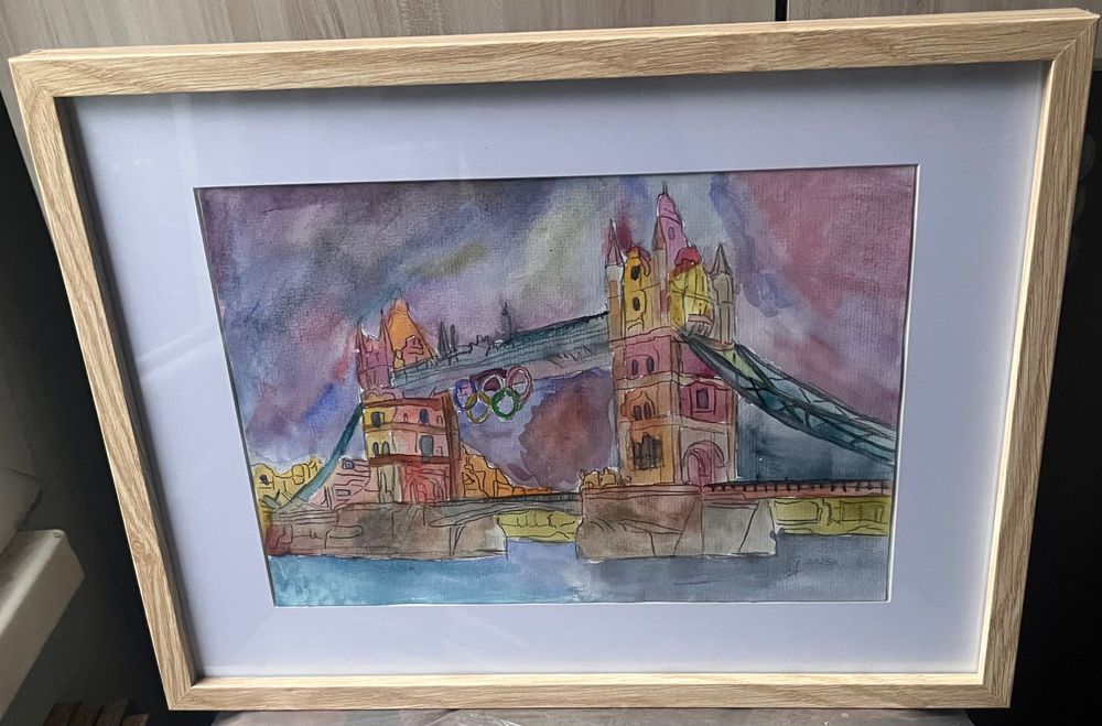 Оригинална акварелна картина Tower Bridge – рамка 30×40 см.