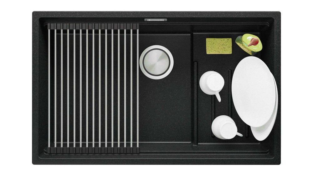 Графит гранитна мивка за монтаж под плот Прага 80 Step Level 560 x 470