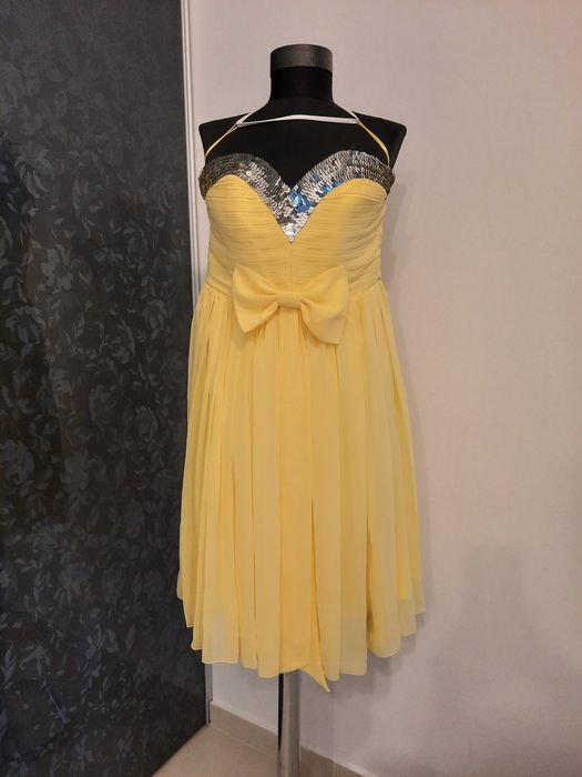 Rochie voal top galbena marime 40 paiete