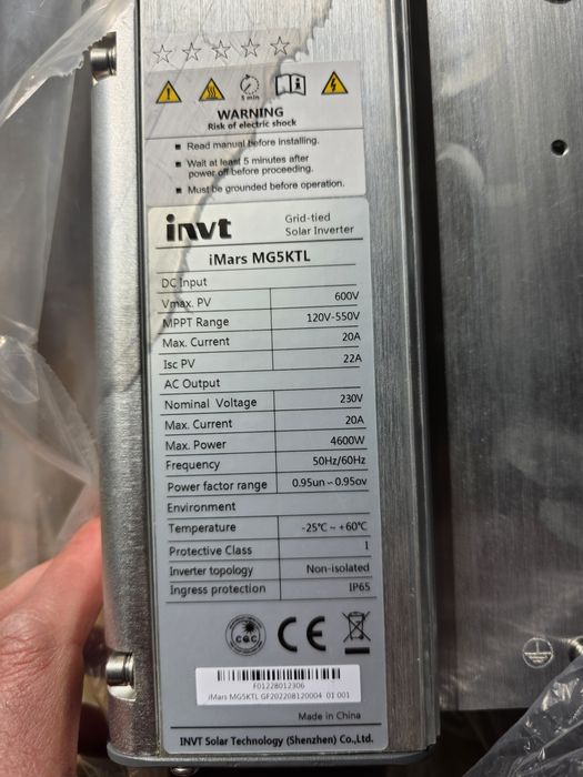 Inverter pentru panouri solare  monofazic INVT 5 KW