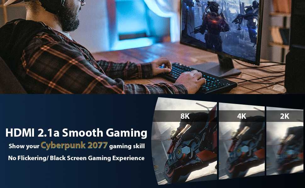 8K HDMI кабел 7м сертифициран 48 Gbps 8K-60Hz 4K-120Hz HDR10+ Dolby At