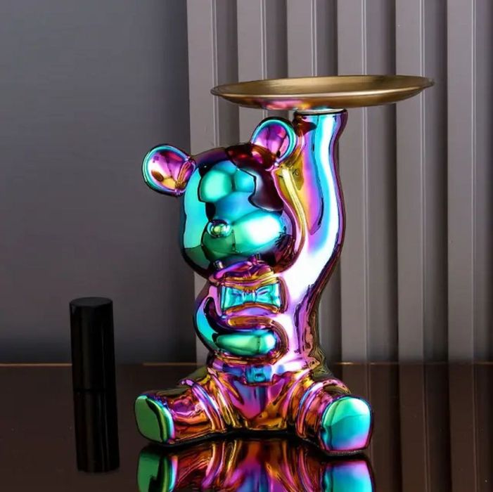 Статуэтка для интерьера, с подносом,Медведь копилка