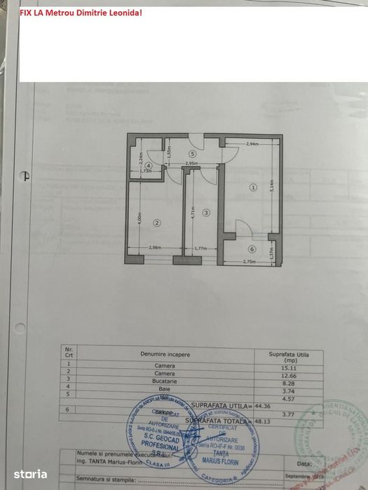 Fix la Metrou Dimitrie Leonida, sos Berceni nr 5 - 2 camere decomandat