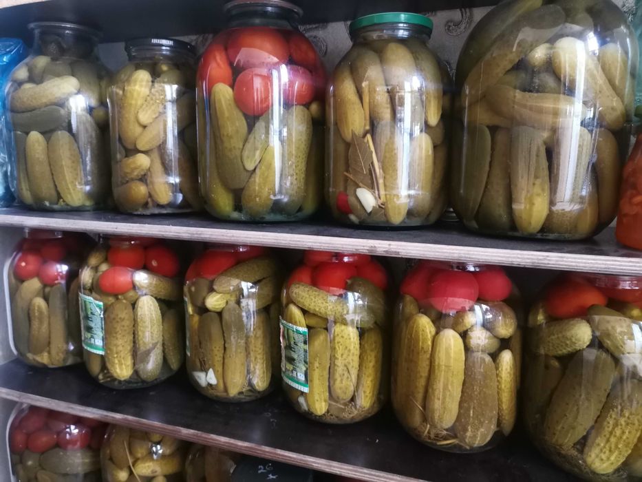 Маринованные огурцы, помидоры.