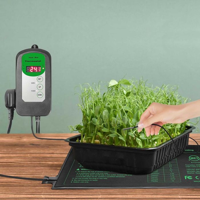 Нагревателна постелка за разсад 25на52см с дигитален термостат и сонда