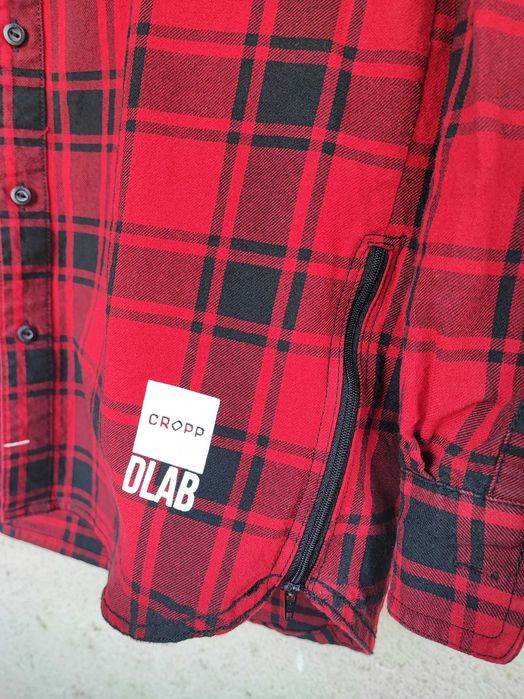 Cămașă Cropp in carouri roșu-negru, bumbac gros, slim fit, mărimea L