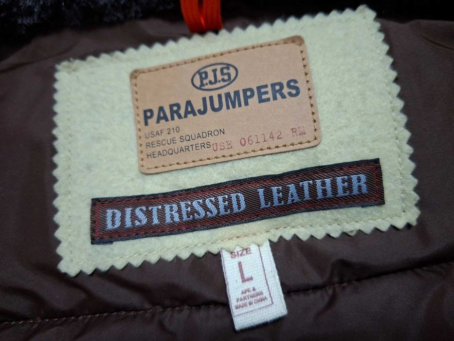 Parajumpers Goat Leather Down Jacket Size L Кожено Пухено Яке Мъжко