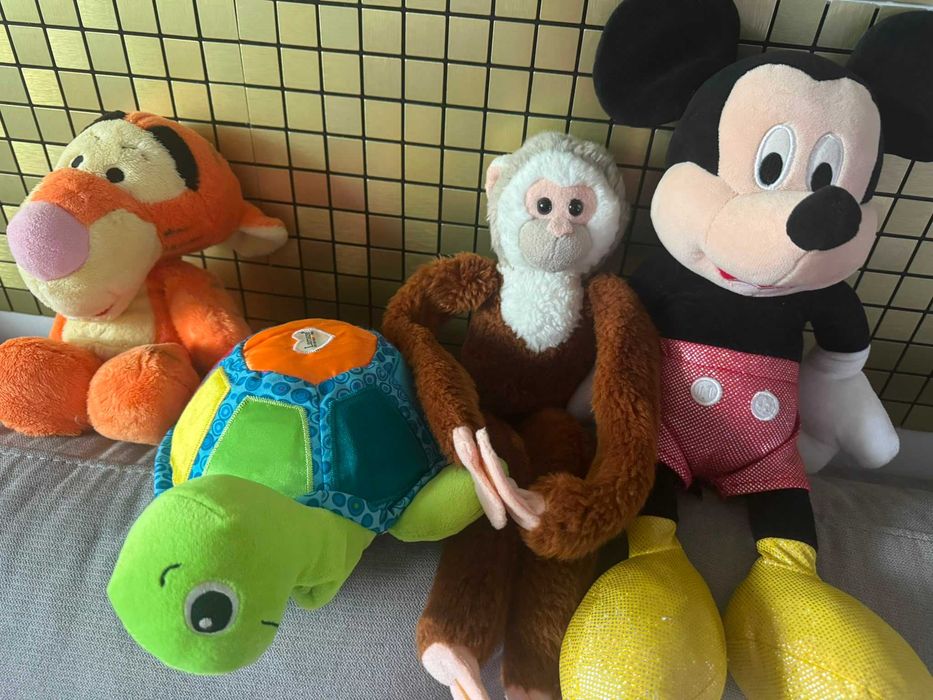 Lot 5 jucării pluș Disney Mickey, Tigger, Nemo + Broască Testoasă Lamaze + Maimuță Wild Republic