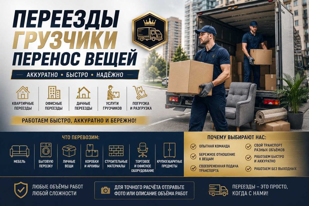 Переезды. Грузчики. Перенос вещей