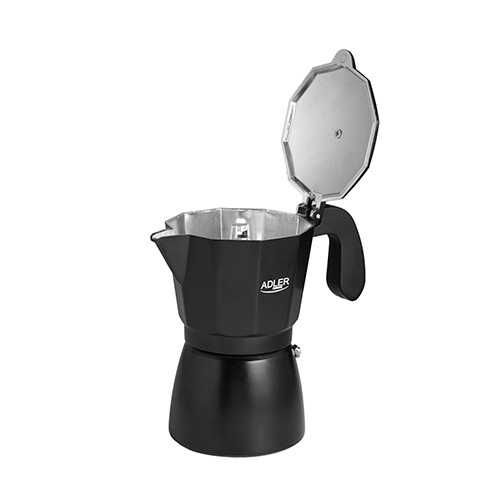 Espressor moka, Adler AD4421, 6 cesti, maner termoizolat, negru