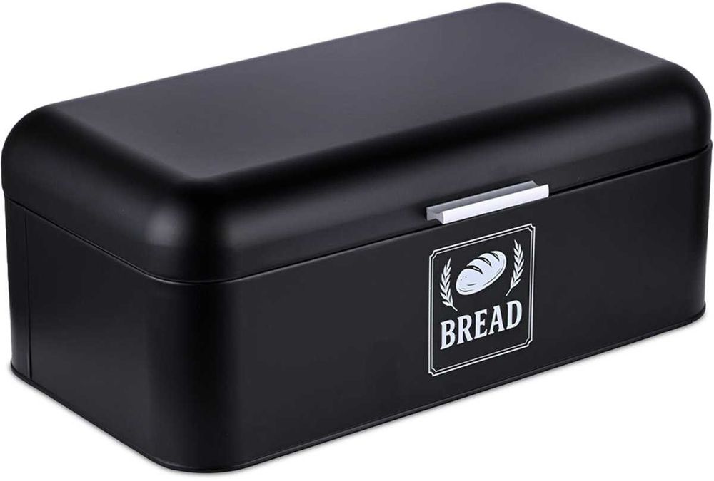 Кутия за хляб 17x42x24 см метална черна Relaxdays
