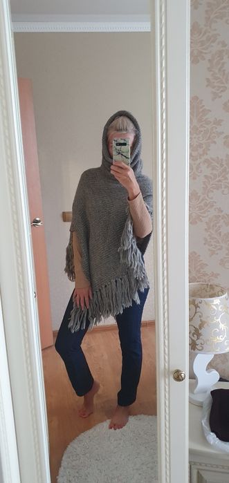Новое теплое пончо
