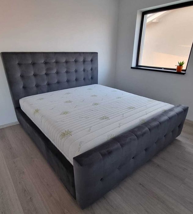 Paturi tapitate cu lada de depozitare si garantie