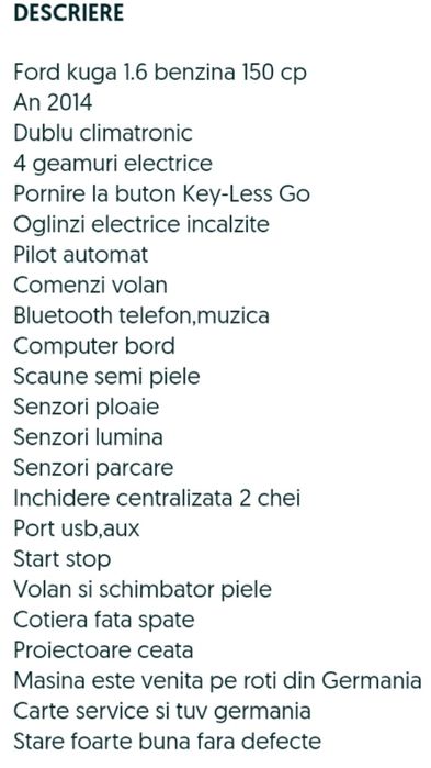 Ford kuga de vinzare