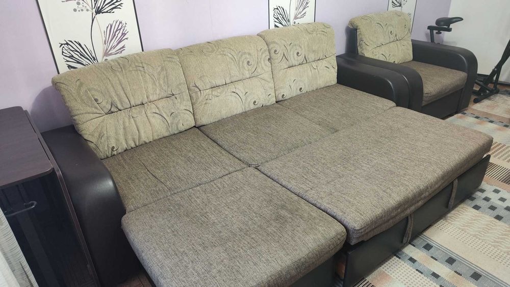 Диван угловой раскладной с креслом
