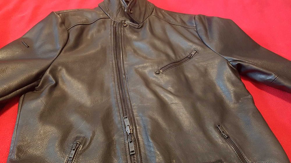 SUPERDRY мото яке от естествена кожа