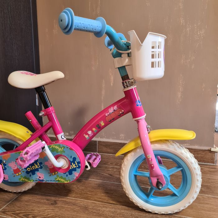 Колело за момиче, Модел Peppa Pig, Nickelodeon, 10", С педали, Помощни