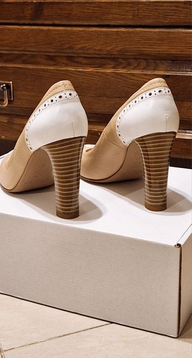 Pantofi Alb - crem retro, marimea 37