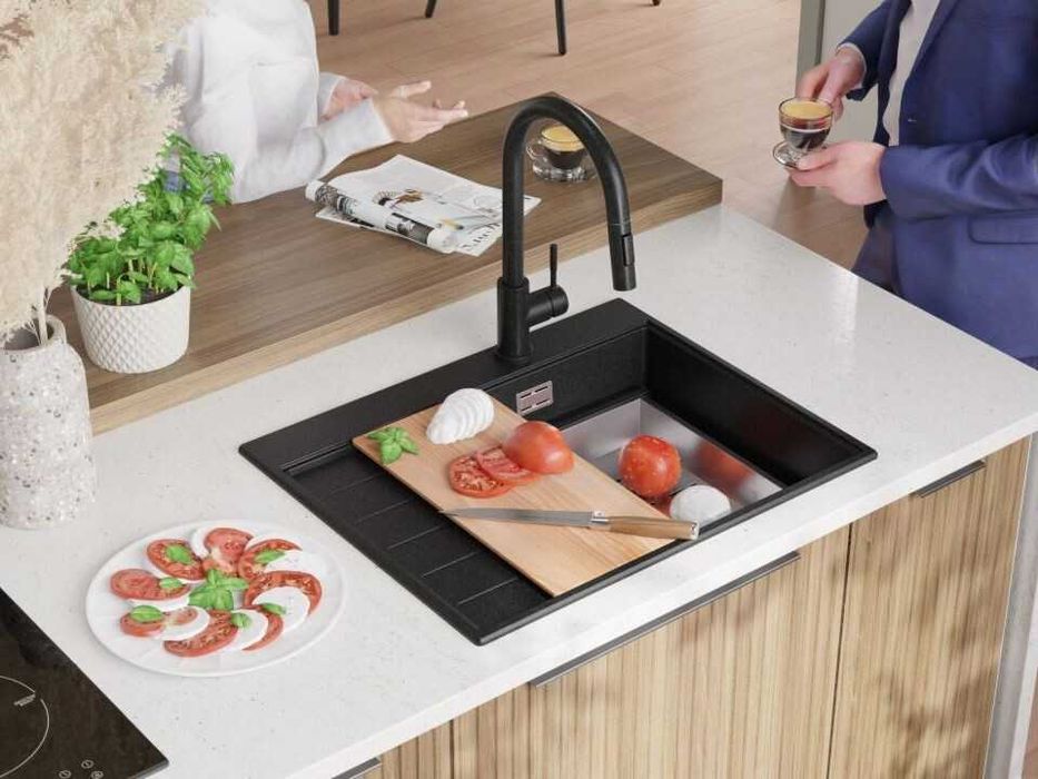 Графит гранитна кухненска мивка Сидни 620-45 Ergo Multilevel 620х500