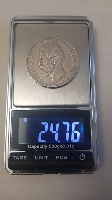 Vand moneda argint 5 lei carol 1